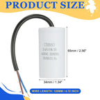 1Pcs CBB60 Run Capacitor 3uf-100uf 450V AC 2 Wires 50/60Hz Cylinder White for Air Compressor Water Pump Motor