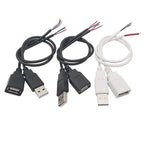 5V USB 2.0 A Male/Female Plug Power Supply Cable 2/4Pin Pigtail Wire Jack Charger Charging Cord Extension Connector DIY 0.3/1/2M