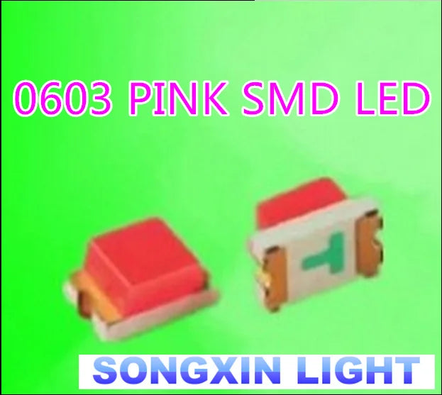 XIASONGXIN LIGHT 100pcs SMD/SMT Super Bright Surface Mount 0603 1608 Light Emitting Diode LED Diode LED 0603 Pink SMD LED