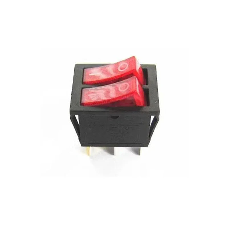 2Pcs KCD2 Double Boat Rocker Switch 6 Pin On-Off Position with Green Red Lights 20A 125VAC/16A 250V - Black No Light Option