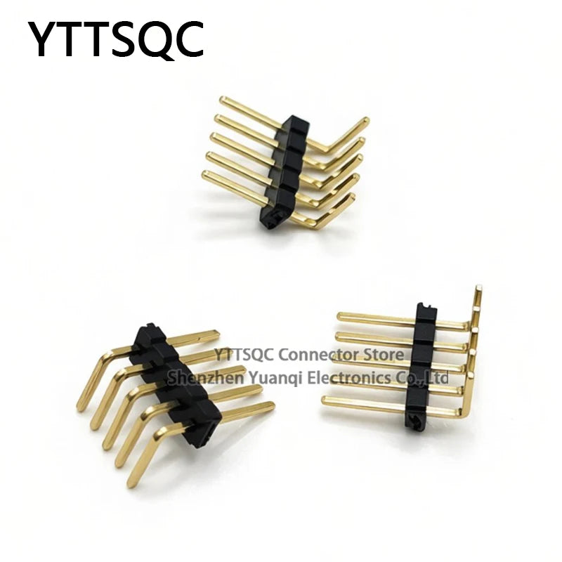 10pcs 1.27mm Single Double Row Right Angle Male Pin Header 5 6 7 8 9 10 25 40 50P RA Pin Header 0.05" PCB Breakaway Golden-Plate