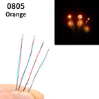 10pcs/Bag 0805 1206 SMD Lamp Wired Micro Litz Led Pre-Soldered Chip Wired 3V Railway Model Toy Light DIY Leads Wires 30cm