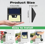 Solar Lights Outdoor Garden, 176 LED Ultra Bright Security Lights Motion Sensor, 3 Modes Waterproof Solar Powered Wall  Lights