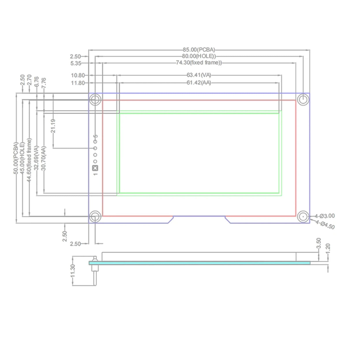 2.7 Inch 256*128 OLED Display Screen COG SPI IIC I2C interface 4PIN 7PIN 30PIN LCD Panel 256x128