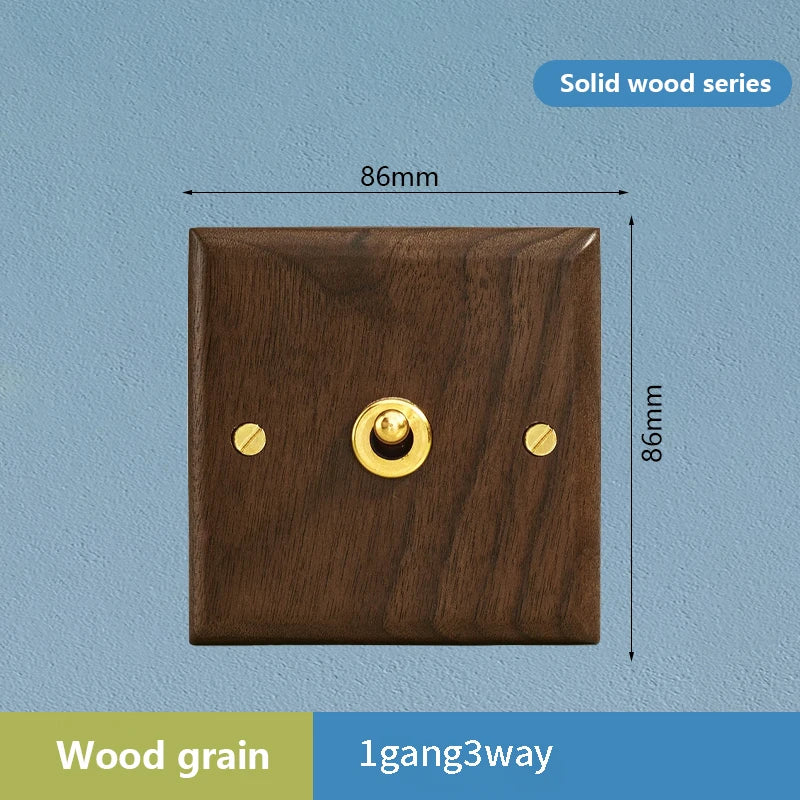 1/2/3/4gang1/2way European Vintage Passage Wall Light Solid Wood Brass Toggle Panel Switch Power Outlet, Antique Home Decor