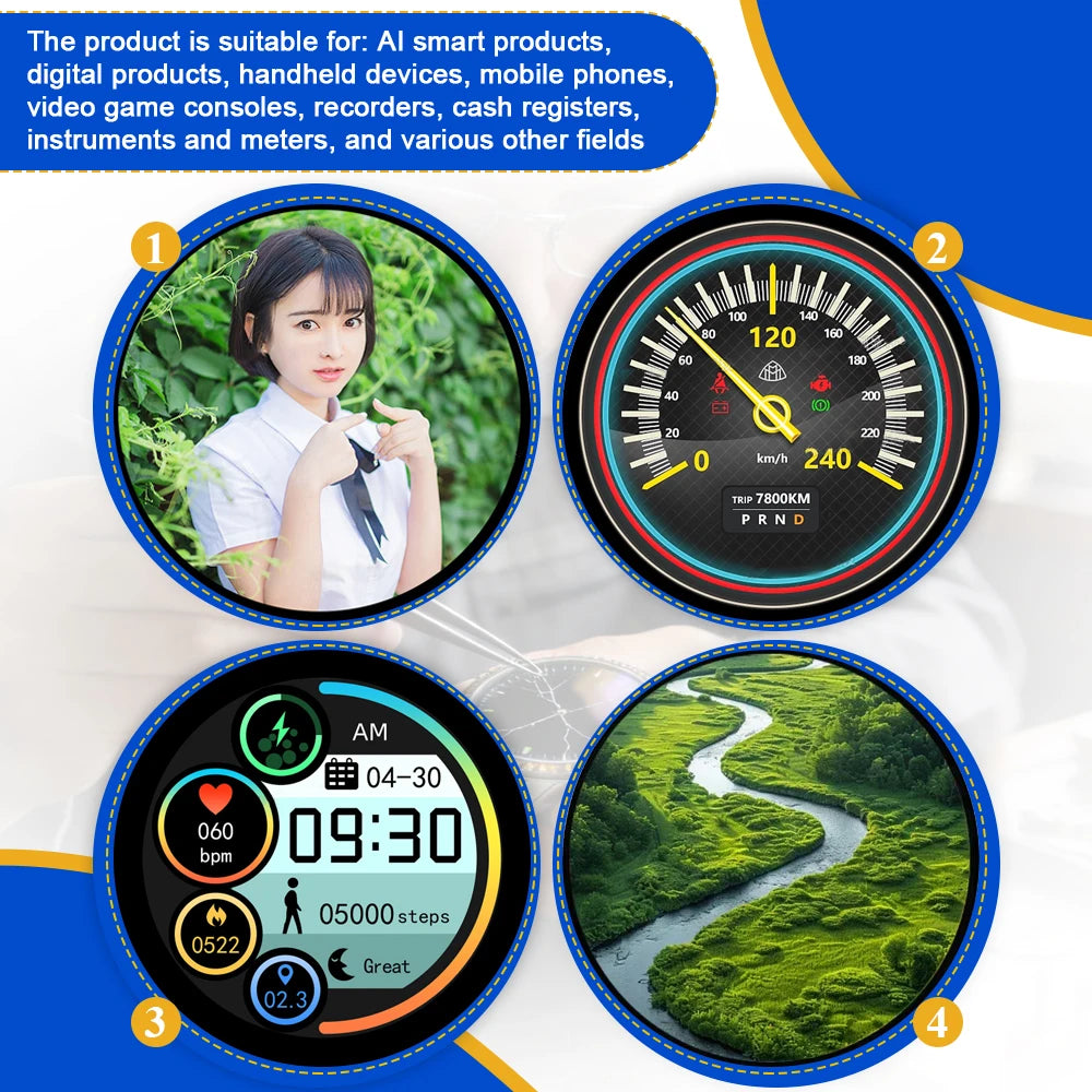 2.1 Inch TFT LED Display Module Round Screen HD IPS 480*480 SPI RGB Interface MIPI HDMI Driver ST7701S Capacitive Touch Screen