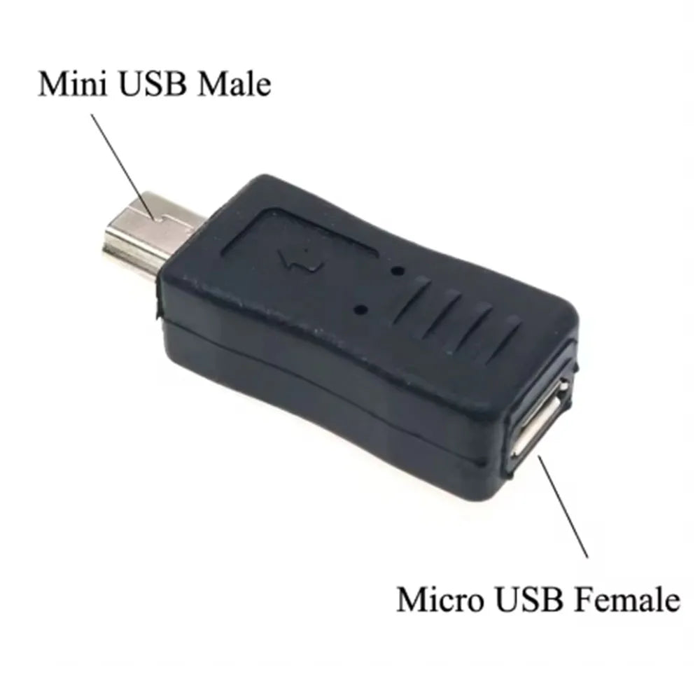 New Mini USB to Micro USB Adapter Plug 90 Degree Left&Right Angle Micro USB Male to Mini USB Female Type B Connector