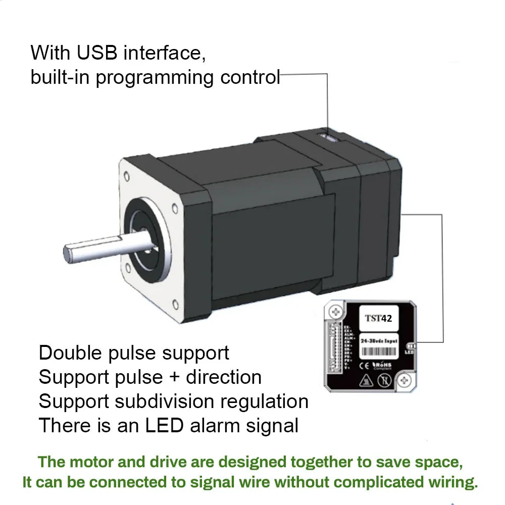 Nema17 42mm Closed Loop Stepper Motor Drive All-in-one Hybrid Servo Motor Encoder Integrated Motor 1000 Line 0.4Nm 0.5Nm 0.6Nm