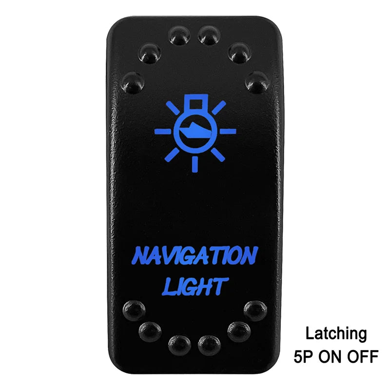 Waterproof Rocker Switch with Blue LED | 12V/24V Latching & Momentary (SPST/ DPDT) | for Marine, UTV, ATV, RZR, Automotive