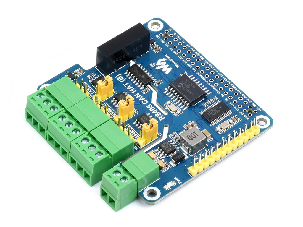 Waveshare Isolated RS485 CAN HAT (B) For Raspberry Pi, 2-Ch RS485 and 1-Ch CAN, Canbus, for Raspberry Pi 5/4B/3B