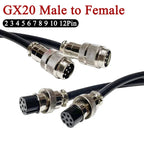 3Pin GX20 Male to Female Aviation Plug with Wire 2Pin~12Pin Male Female Docking Extension Cable M20 Revolving Female Power Cord