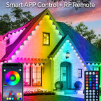 60M & 200FT Permanent Outdoor LED Eaves Lights RGB Waterproof Smart String Lights App Remote Control Color Changing Lamp for House Roof Garden Christmas Holiday Party Daily Accent Lighting