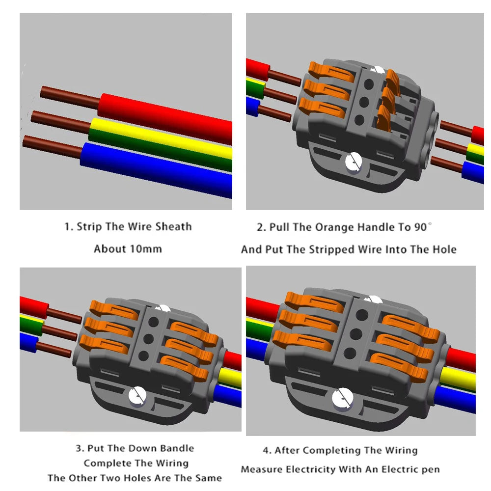 Wire Connectors KV-223-2 Terminal Block Push-in Quick Connector Docking Wiring Connector Electrical Plug-in Fast Cable Connector