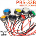 5/20PCS 12mm Momentary Push Button Switch ON OFF PBS-33B Self Reset Mini Round Switch With Wire 2Pin 1A DC12V