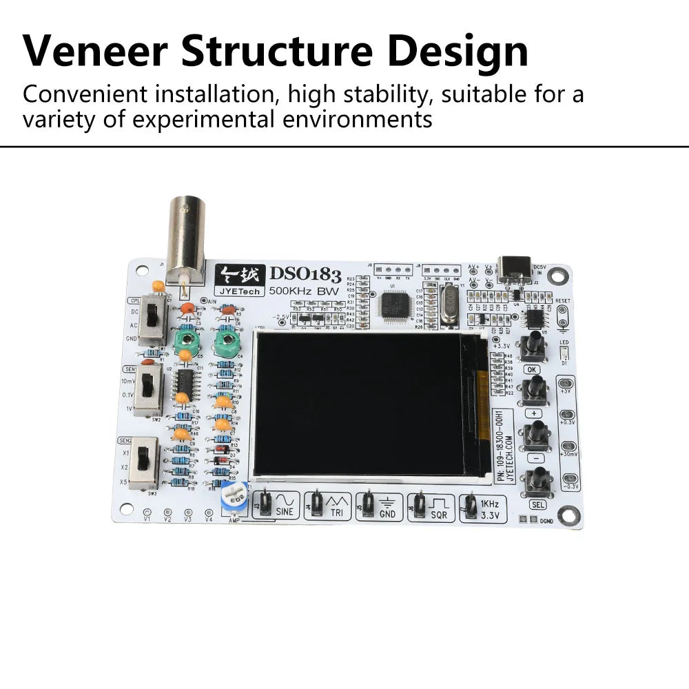 DSO183 Microcontroller Kit DIY Mini LCD Digital Oscilloscope Kit Electronic Welding Training Production Parts 0-500KHz Type C