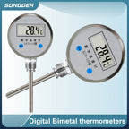 Digital Bimetal Thermometer LCD‑110 Stainless Steel Probe High Precision Water Temp Gauge Axial/Radial Mount IP65