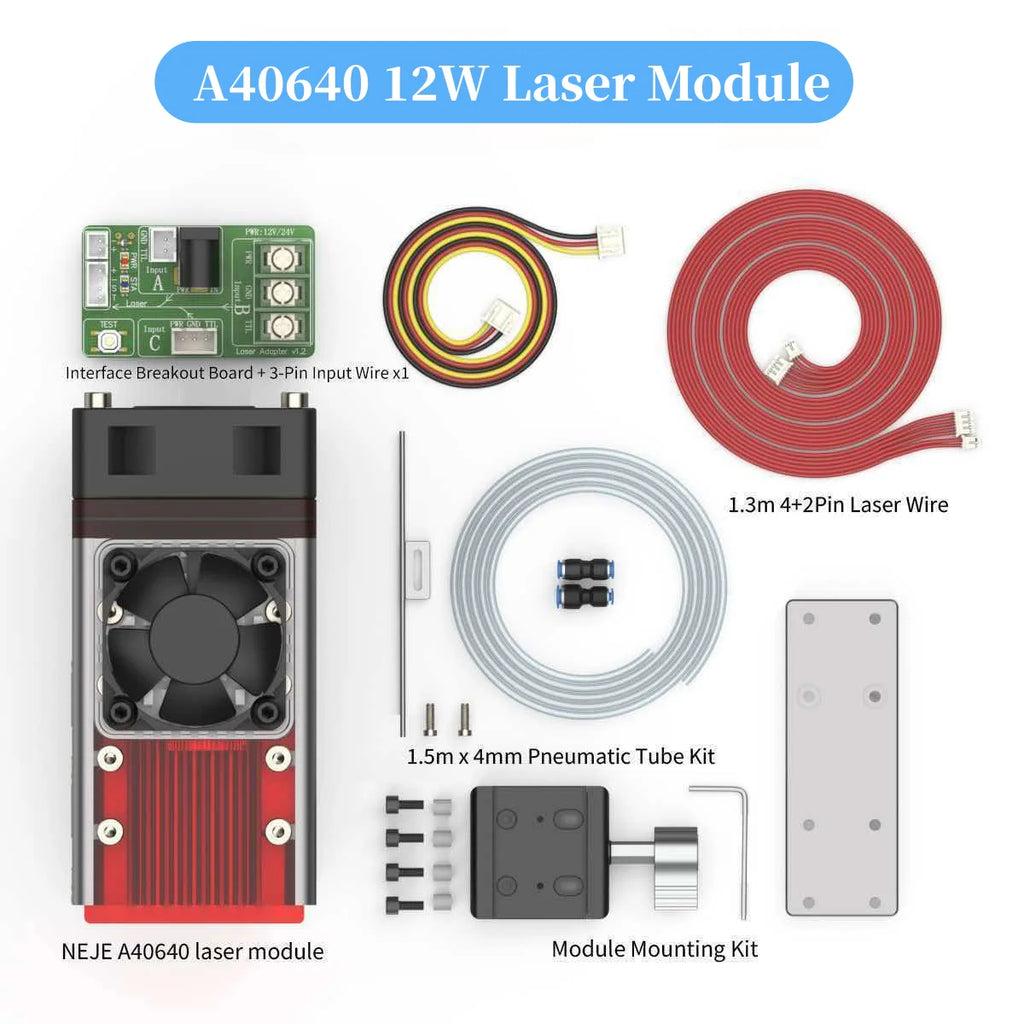 40W80W NEJE A40640 E40 Laser Module Diode High Power 450nm, Air-Assisted Nozzle for CNC Woodworking Engraver & Cutting Tools