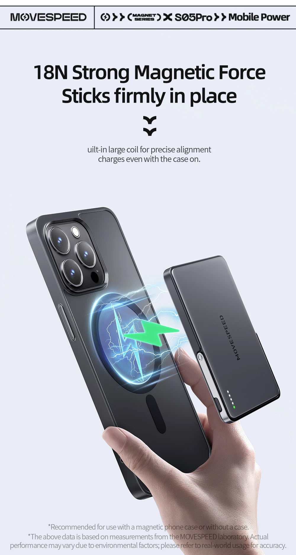MOVESPEED S05Pro Magnetic Power Bank 5000mAh Wireless External Battery with Stand for MagSafe Powerbank for iPhone 16 15 Samsung