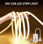 220V COB LED Strip Light High Bright Switch/Dimmable US 110v EU Plug Neon Tape Kitchen Cabinet  lighting Waterproof garden