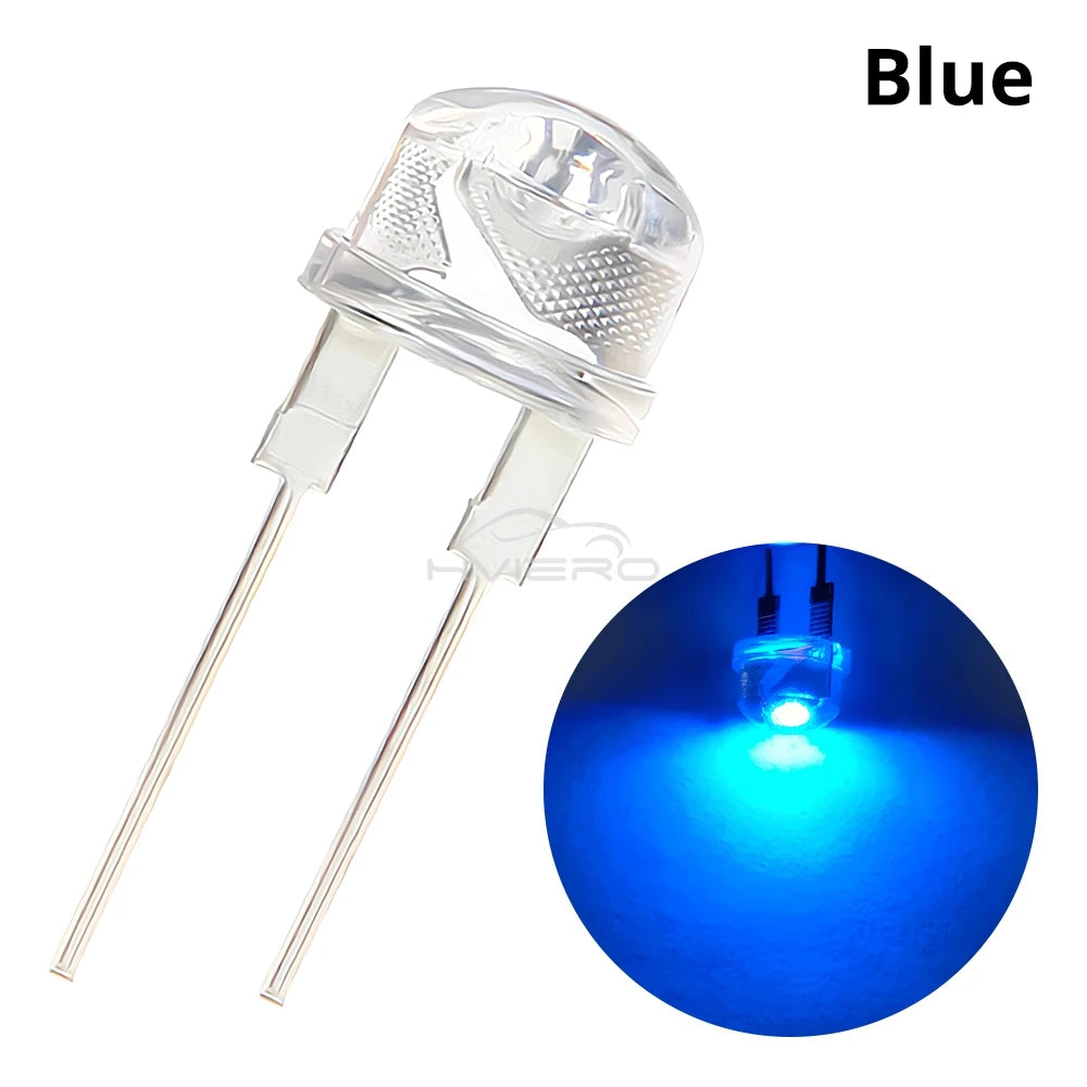50/500PCS 8mm Straw Hat 0.5W White Warm Red Yellow Blue Green Emitting Diode LED Wide Angle Ultra Bright Bulbs Light Lamp Diodes