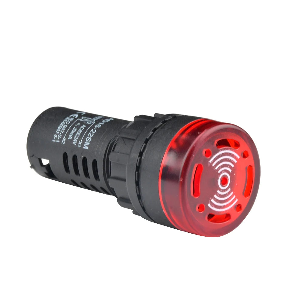 AD16-22SM Buzzer 22mm Panel Diameter DC 12V 24V AC 110V 220V Flash Signal Light Red LED Active Buzzer Beep Alarm Indicator