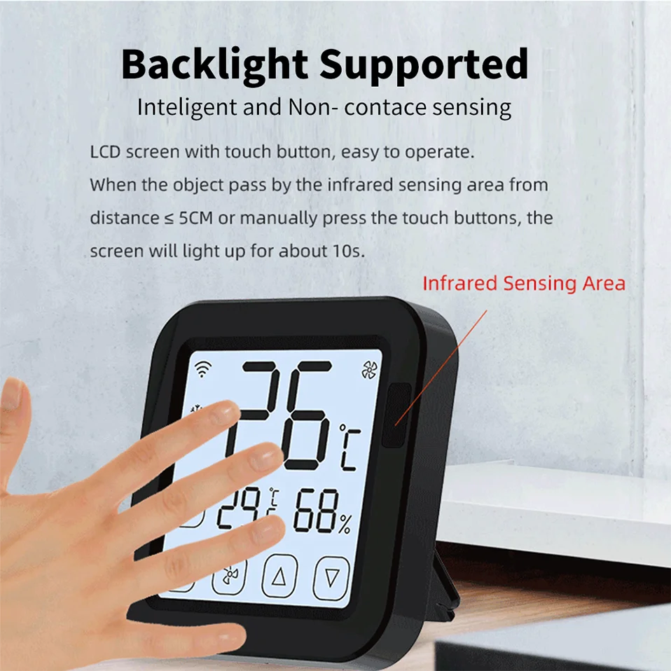 Thermometer Hygrometer With Tuya Temperature Humidity Sensor and AC Remote Backlight Support Work With Yandex Alexa SmartLife