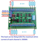DC 12V 24V 32-Channels DIN35 C45 Rail Box RS485 Modbus RTU ULN2803A Darlington Transistor Controller PLC IO expansion Board