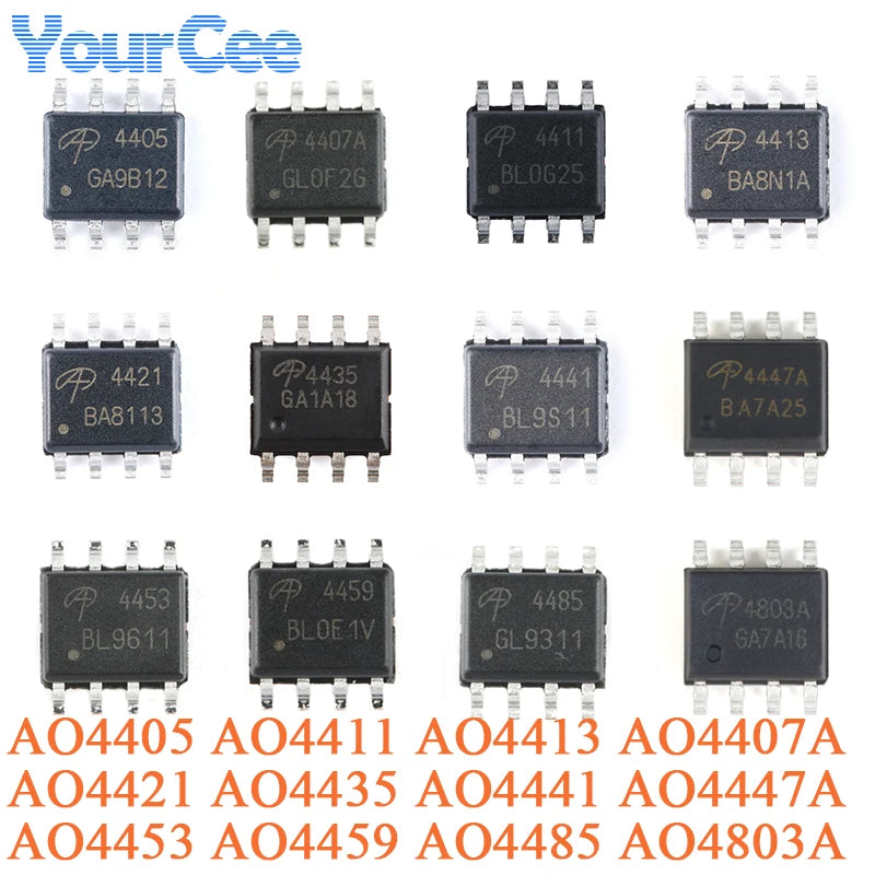 20pcs/5pcs AO4407A SOIC-8 4407A P-channel -30V/-12A SMD MOSFET Field Effect Transistor Chip AO4405AO4411 AO4413 AO4421 AO4435