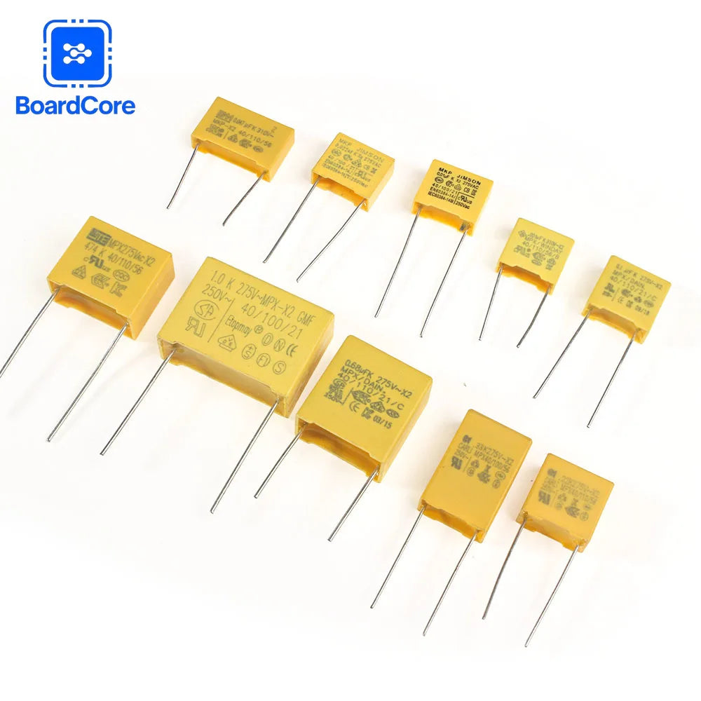 ×2 Safety Capacitor Kit 275VACPolyester Film 0.047μF-1μF Assortment for DIY Electronics EMI Filter Repair Hobby 50PCS