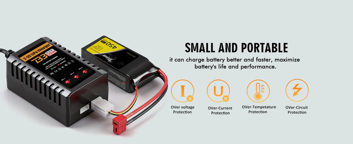 HTRC B3 2S-3S Lipo Battery Charger 110-220V AC LED 20W B3 Compact Charger Balance RC Charger
