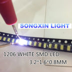2000PCS SMD 1206 White Led XIASONGXIN LIGHT 1206 smd led cool white Super Bright LED Diode Light 5000-8000k 200-300mcd 3.0-3.6v