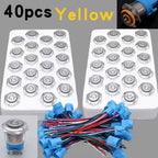 40pcs 22mm Push Button Switch Latching Momentary Metal PC Power LED Light On Off with Wire Waterproof 12v 3v 5v 6v 24v 220v Red