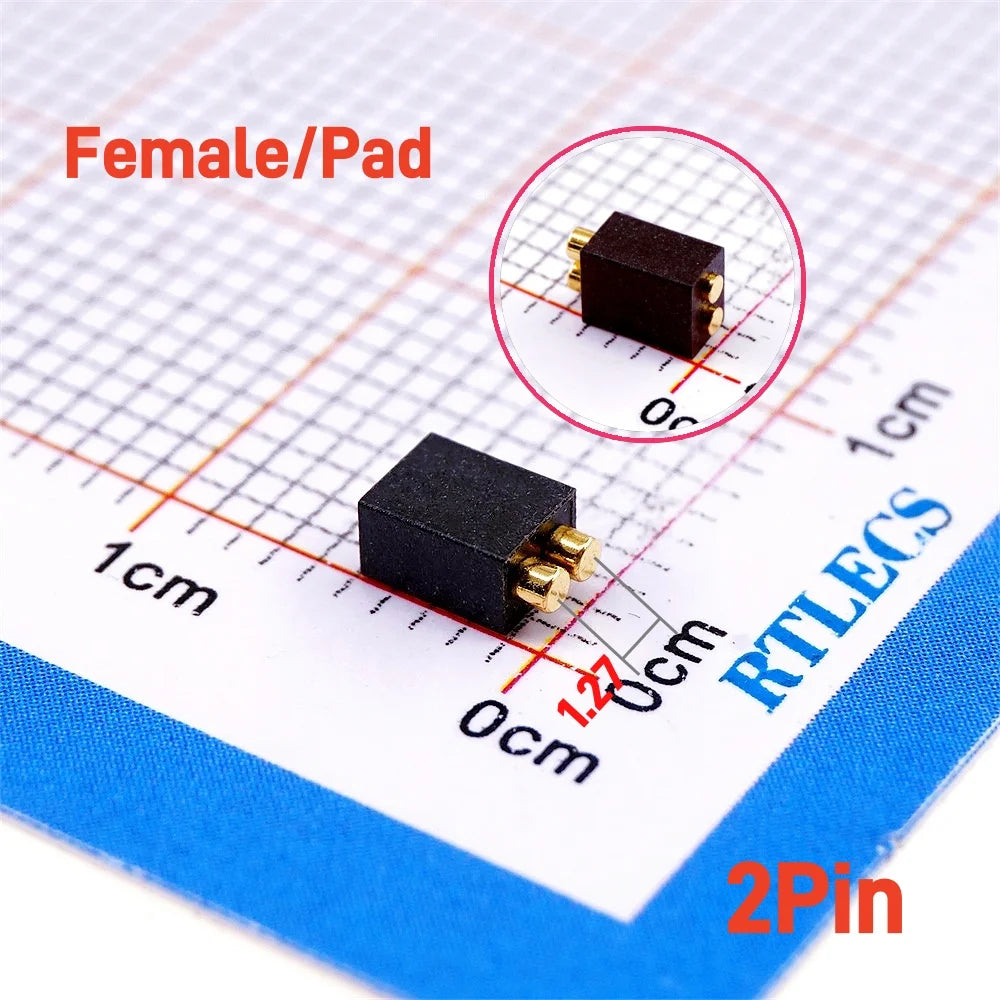 2 5 20 Pcs Spring Loaded 1.27 MM Pitch Pogo Pin Connector 2 5 6 8 10 Position Male Pad PCB Header Single Row Through Holes Probe
