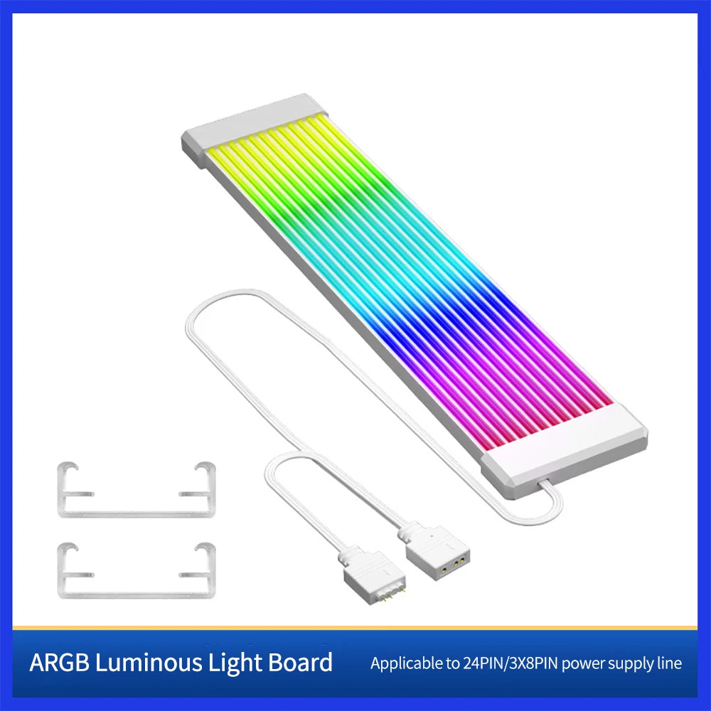 Flexible RGB LED Light Strip Bar ARGB Board Cover For Computer Power Supply ATX 24PIN GPU Video Card Cables And Case
