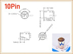2 10 50 200 Pcs Mini Din Plug 9 10 PIN Circular Connector Male PCB Solder Through Holes Machined Terminals Gold Plated