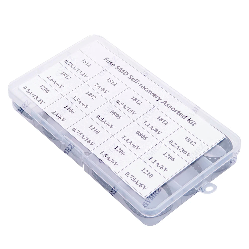 300Pcs 15Values*20PCS 1206 0805 1210 1812 SMD Resettable Fuse kit 0.7A 0.5A 0.2A 2A PPTC PolySwitch Self-Recovery 1.1A 2.6A 3.5A