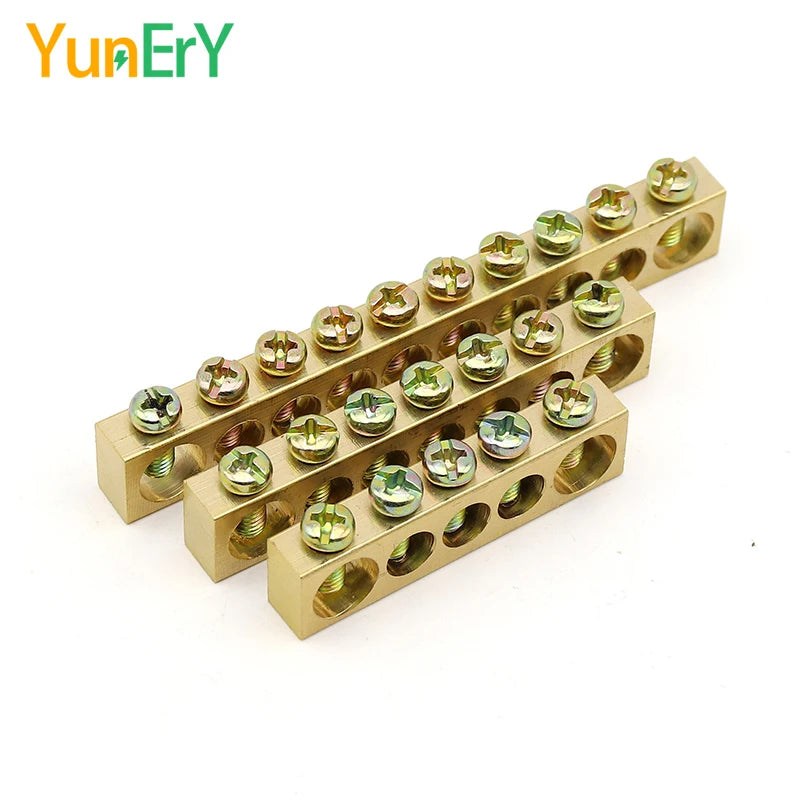 1 PCS Multi Specification Brass Ground Strip 5/6/7/8/9/10/12/15/20 Hole Brass Rod Grounding Terminal Ground Bar Terminal Strip