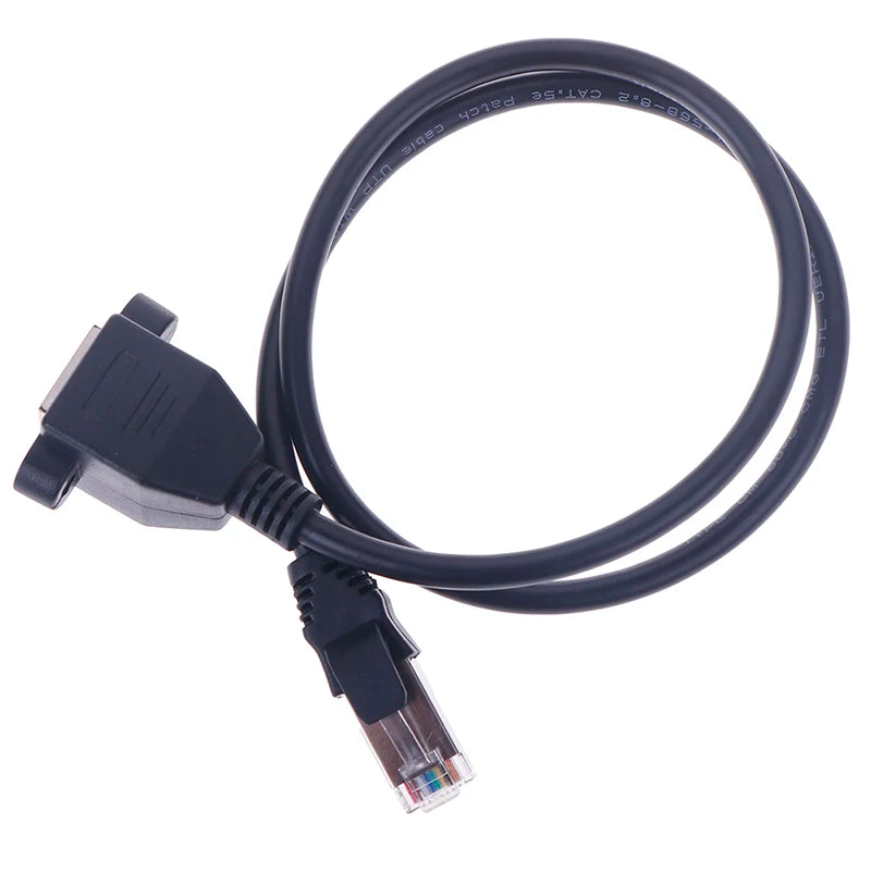 1Pc RJ45 Male to Female Screw Panel Mount Ethernet LAN Network Extension Cable