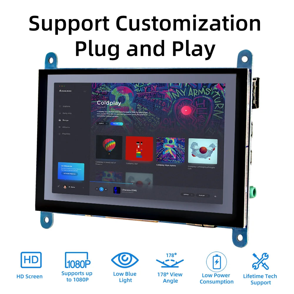 5 Inch HDMI LCD Display 800*480 Capacitive Touch Screen for Raspberry Pi 5 4B 3B 2B B+ B 3A+ A+ Zero W Zero