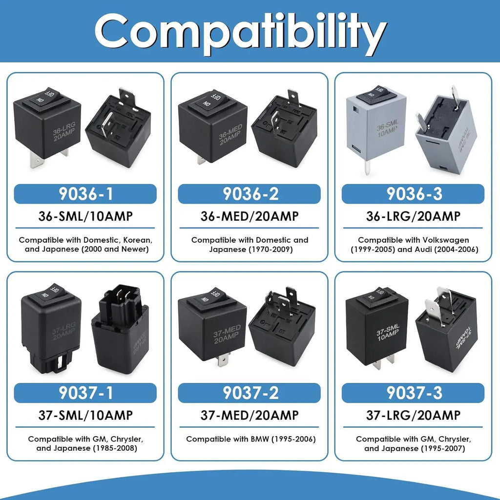 6PCS 9038A 12V Relay Bypass Switch Kit with Current Loop Fuel Pump Relay Bypass Main Switch, Diagnostic Test Tool