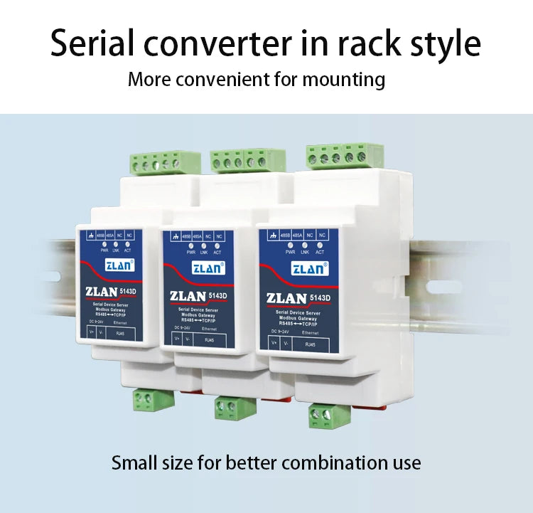 Promotion ZLAN5143D DIN Rail RS485 To Ethernet RJ45 Converter Server Device Modbus RTU TCP Gateway