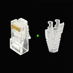 COMNEN 1-100pcs RJ45 Cat6/6a Pass Through Connectors Strain Relief Boots EZ to Crimp Modular Plug Connector Cable Plug Covers