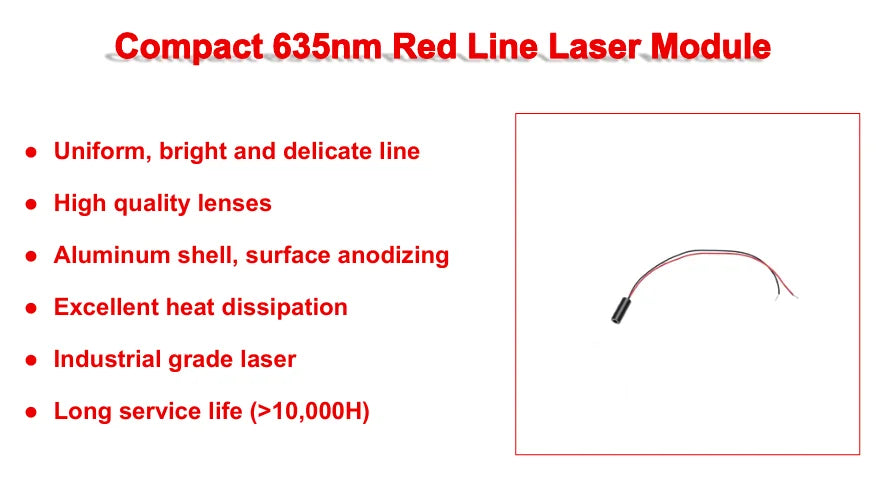 Compact Red Line Laser Diode Module 635nm D7mm 0.5mW 1mW 5mW 10mW 3V High-Accuracy Industrial Grade for Woodworking Machinery