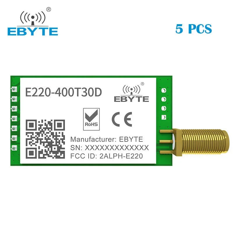 5PCS LLCC68 433MHz LoRa Wireless Module 470MHz 30dBm Long Range 10km RSSI EBYTE E220-400T30D SMA-K DIP UART Transmitter Receiver