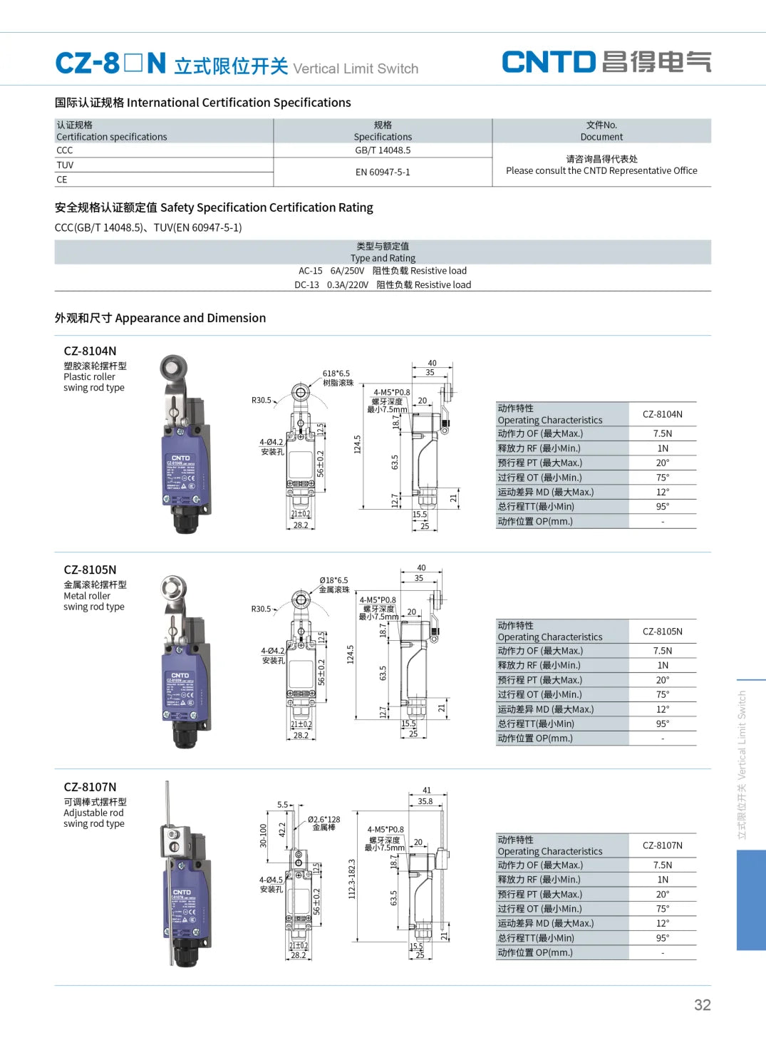 2PCS CNTD CZ-8N Limit Switch Replacement Spare Waterproof IP65 10A 250VAC for CNC Machine Quick Install NC NO Easy Wiring