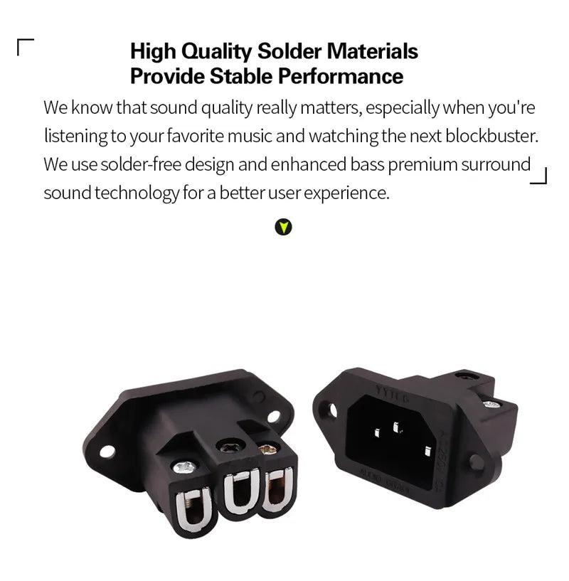 3 Pin AC Power Plug Connector IEC Inlet Socket Consumer Electronics DIY HIFI Amplifier Electrical Audio Interface Panel Mount