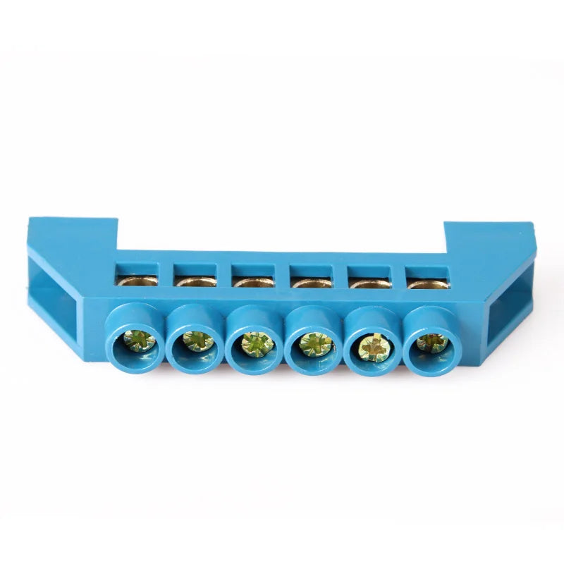 Blue White Green Bridge Design Zero Line 4-12 Pole Screw Brass Copper Grounding Strip Terminal Block Connector Earth And Neutral