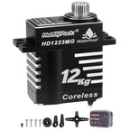 HobbyPark Waterproof 12kg HD1223 Digital High Torque Coreless Metal Gear Servo with Mount Arm Link Set for TRX4M 1/18 RC Crawler