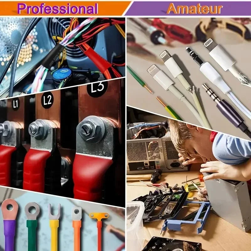 2:1 Heat Shrink Tube With 300W Hot Air Guns Kit EU US 110V 220V Heat Shrink Tubing Kit Cover Cable Repair Protection 1060/656pcs