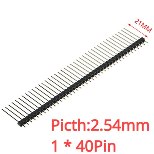 10PCS 1X40 Pin Single Row MALE 2.54MM PITCH 11MM/15MM/17MM/21MM/25MM LONG PIN Header Connector Strip 1X40pin 1*40 40P 40Pin